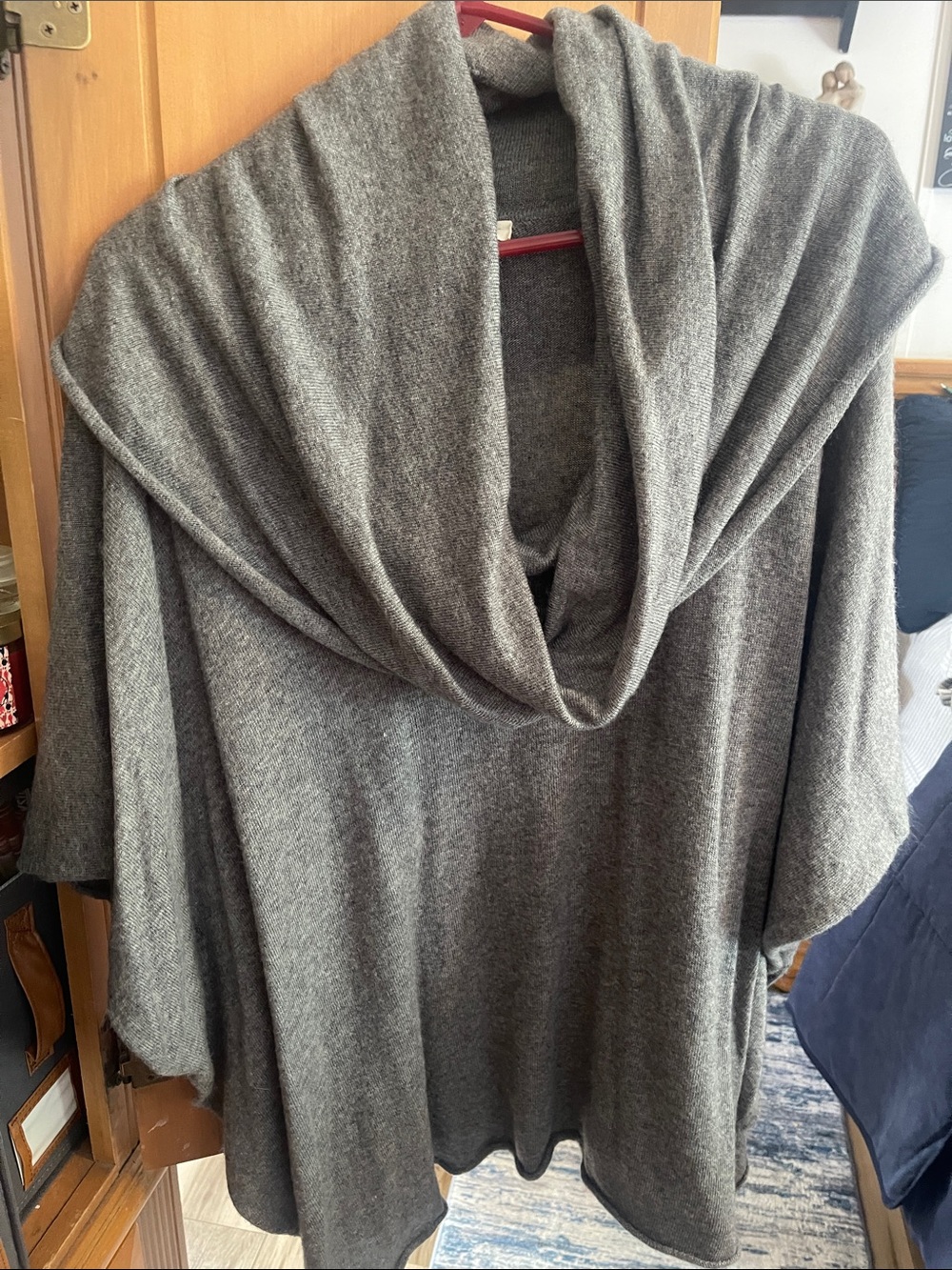 lovestitch Gray Cozy Draped Poncho Sweater